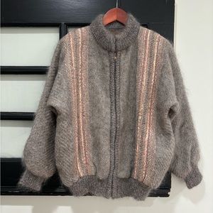 Vintage Taupe and Peach Women's Cardigan